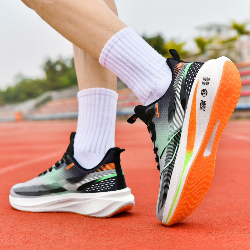 أحذية ركض من قماش أحادي الطبقة للرجال ، أحذية رياضية بنعل متوسط للغاية ، ركض خارجي ، مقاس كبير ، أحذية تدريب رياضية ، لياقة بدنية