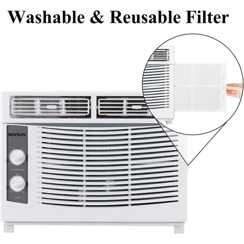5000 BTU Air Conditioner Window Unit, 115V/60Hz AC for Window, Cooling Rooms up to 150 Sq. Ft, Easy Install Kit Included, White
