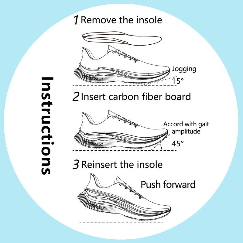 Onemix Marathon Training Loopschoenen Speciale Carbon Plaat 45 ° Vooruit Tilt Te Verbeteren Snelheid Studenten Test Concurrerende Running