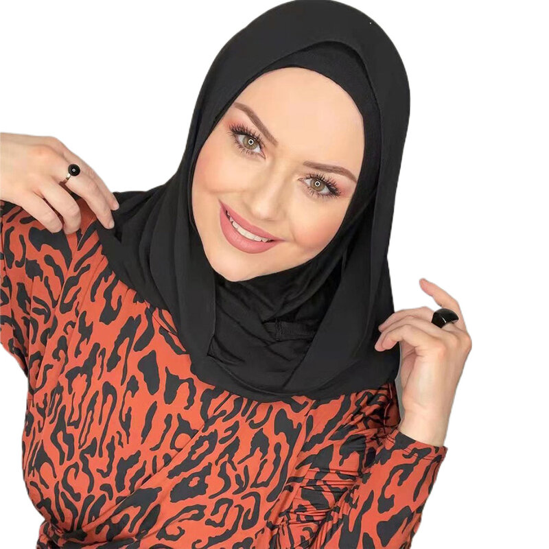 Hijab Chiffon instantâneo para mulheres muçulmanas, faixa interna na cabeça, boné, xale longo com camisa, lenço, tampa do pescoço, headwrap