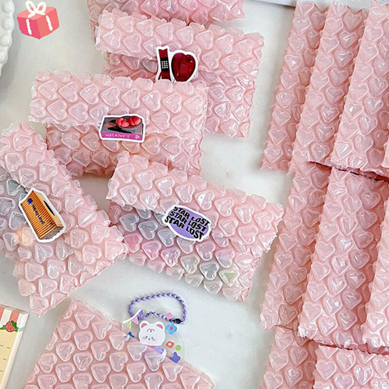 10 buah amplop gelembung tas surat gelembung cinta merah muda Mailer tas kemasan segel sendiri perlengkapan bisnis kecil amplop empuk