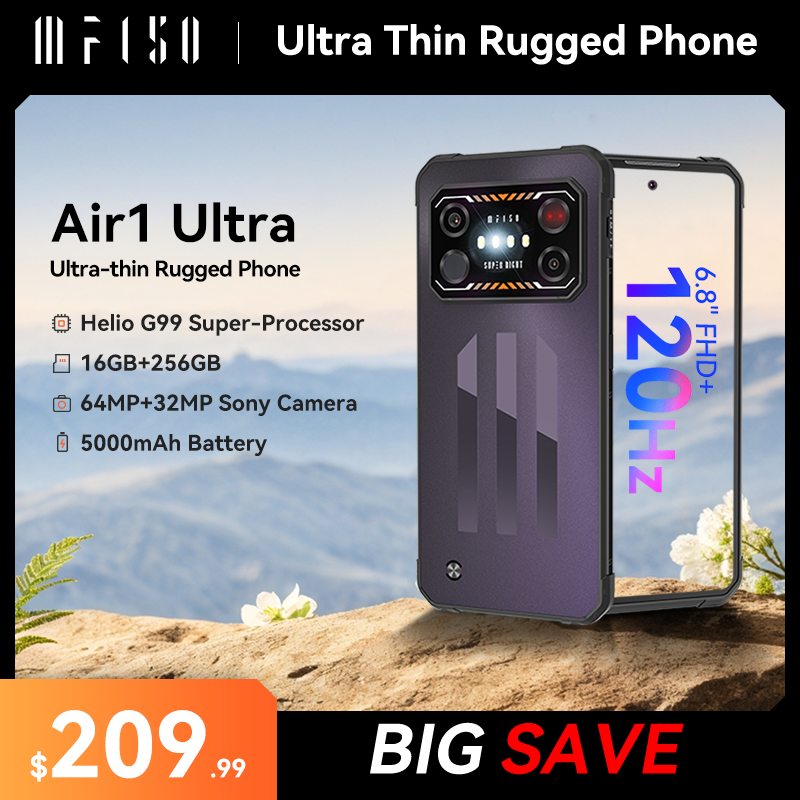 IIIF150-Ultra Smartphone robusto com visão noturna, 6,8 "FHD +, tela 120Hz, Helio G99, câmera de 64MP, versão global, Air1 Ultra, 8GB + 256GB