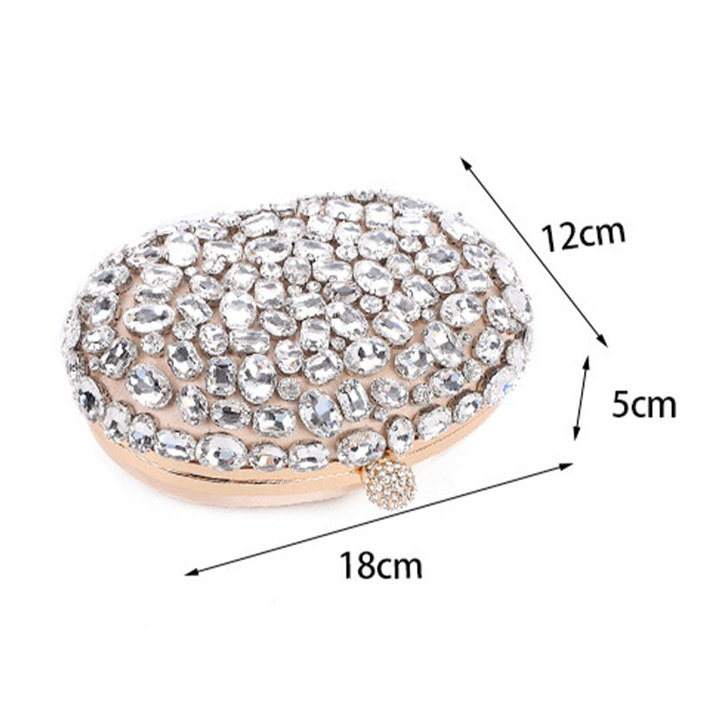 楕円形のクリスタルダイヤモンドのイブニングハンドバッグ,女性用,トップハンドル,ブライダルパーティー,ポーチ,ショルダーバッグ