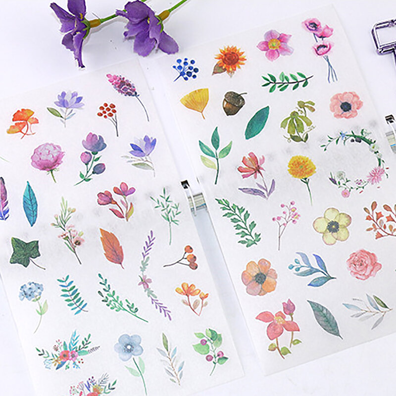 6 fogli adesivi per piante di fiori naturali adesivi per decorazioni di diario fai-da-te Scrapbook articoli di cancelleria per diario di cancelleria carino