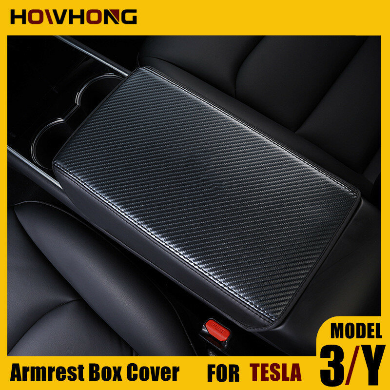 Braço Box Cover para Tesla Model 3 e Y, Nappa Protective Couro, Central Control Pad, Car Interior Modificação Acessórios
