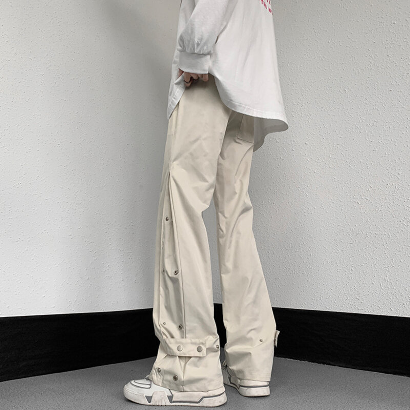 Брюки-карго мужские модные Молодежные Популярные летние однотонные уличные брюки на пуговицах в американском стиле для подростков шикарные мешковатые брюки
