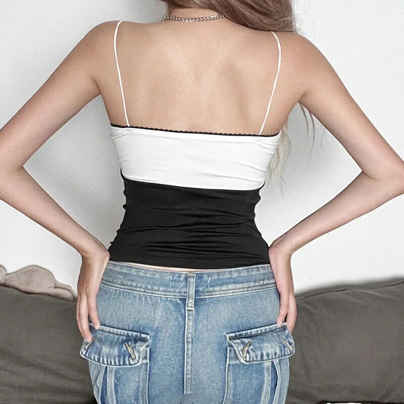 Women's Top Sexy Short Mini Strap Sleeveless Fashion  Streetwear Bra White Black Summer Casual Daily Wear