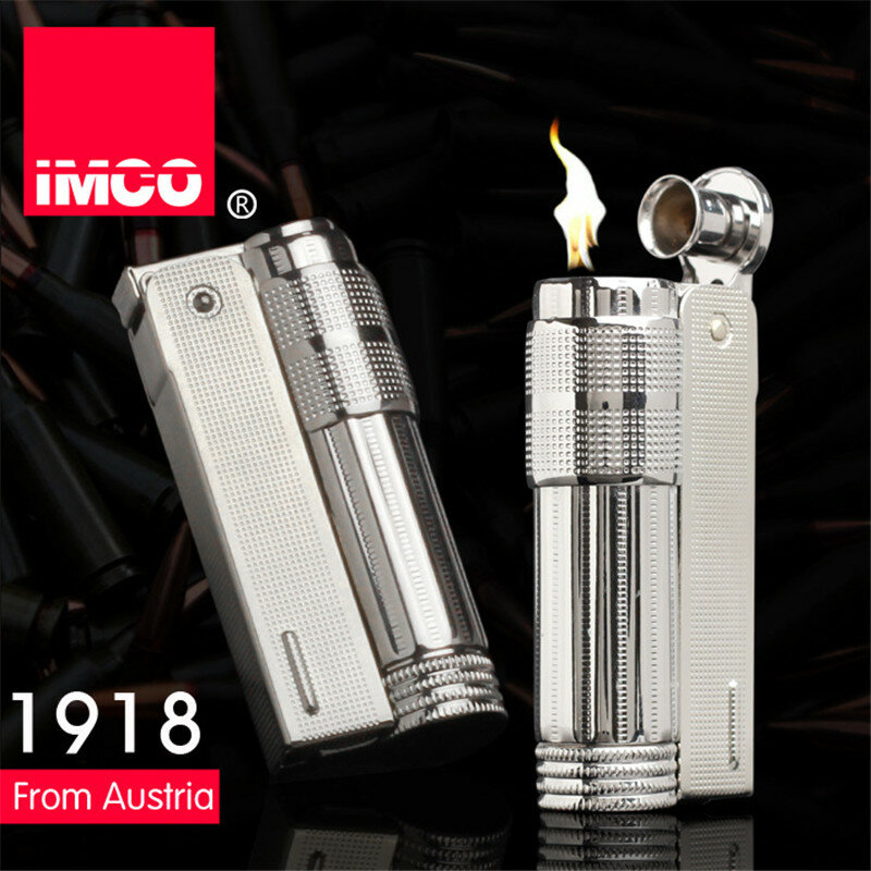 IMCO-Gasolina Velha Flint Isqueiro, Cigarro Inflado, Óleo de Gasolina, Aço Inoxidável, Windproof, Original Man Gadgets