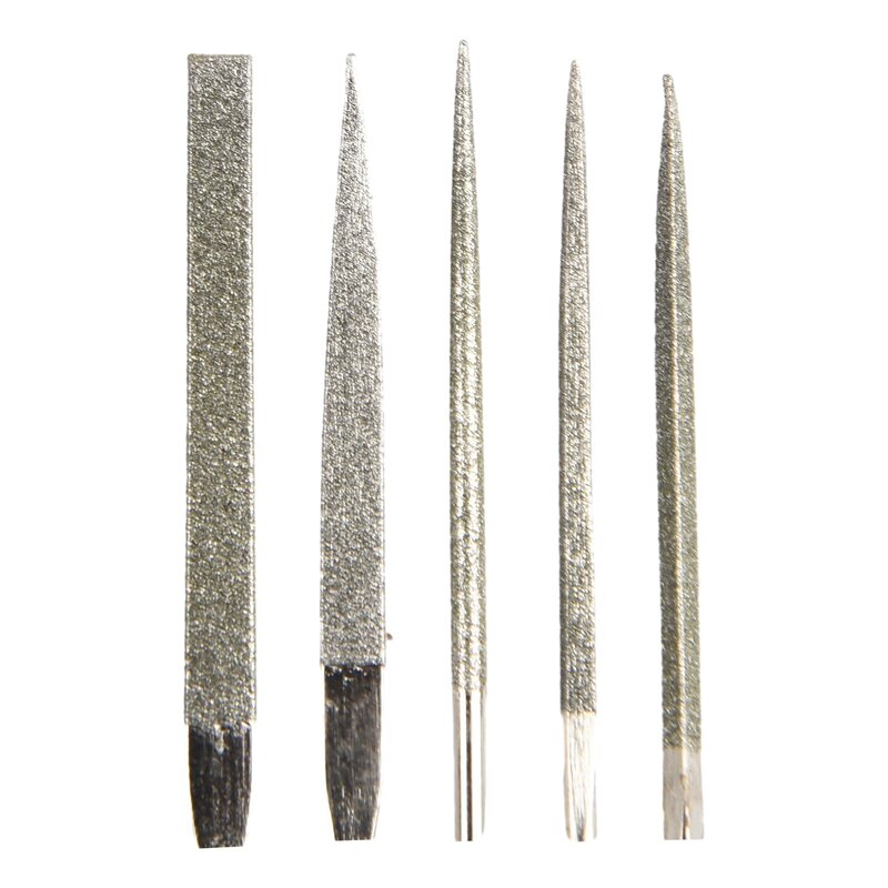 5 Stück Diamant Nadel Datei Set 2x100mm Mini Nadel Datei Kit für Stein Glas Metall Schnitzerei Handwerk Werkzeuge Dreieck flache Datei