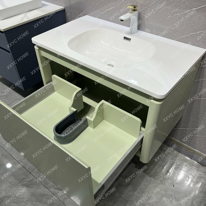 البلوط خزانة حمام الحديثة الحد الأدنى مرحاض الحمام غسل اليد مغسلة خزانة مرآة ذكية