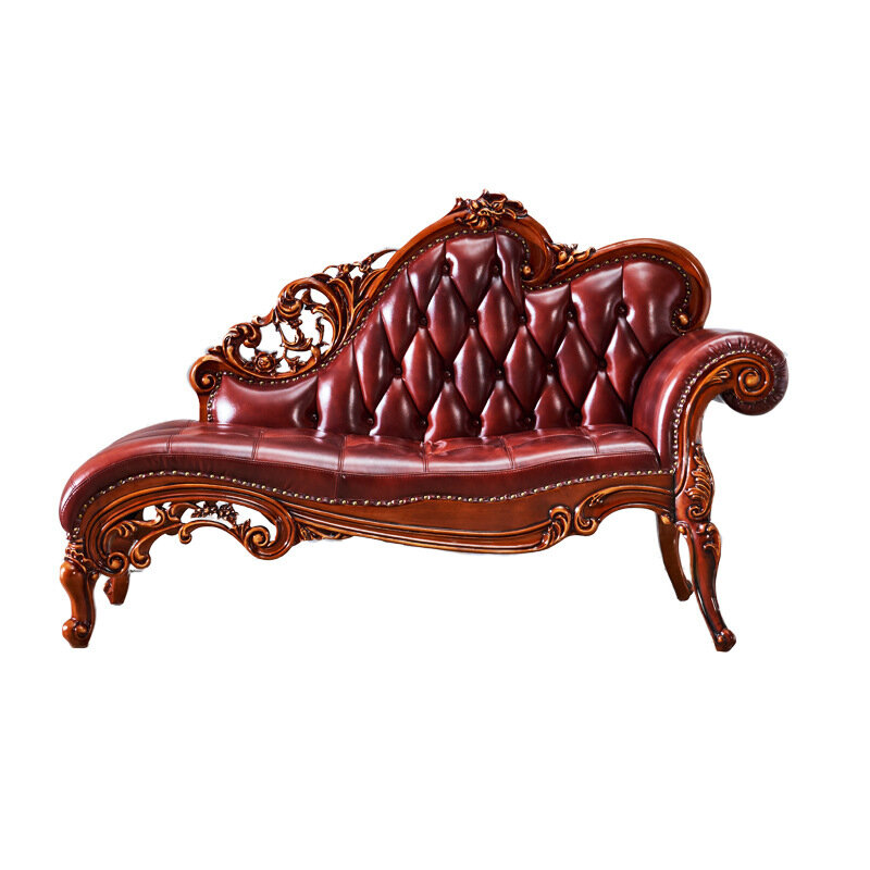 Europeu chaise longue cadeira nova beleza americana sofá reclinável de madeira maciça cor antiga cama quarto sofá couro forniture