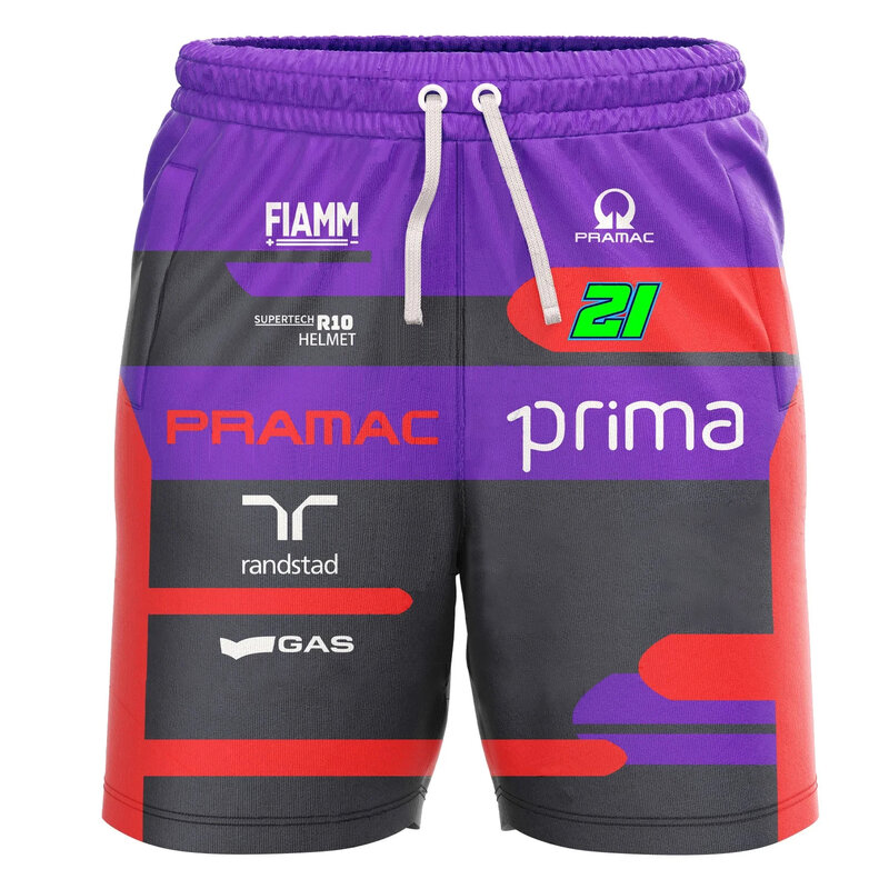 Pantalones cortos informales para hombre, Shorts transpirables de verano, para amantes de las carreras, equipo Pramac, novedad de 2024