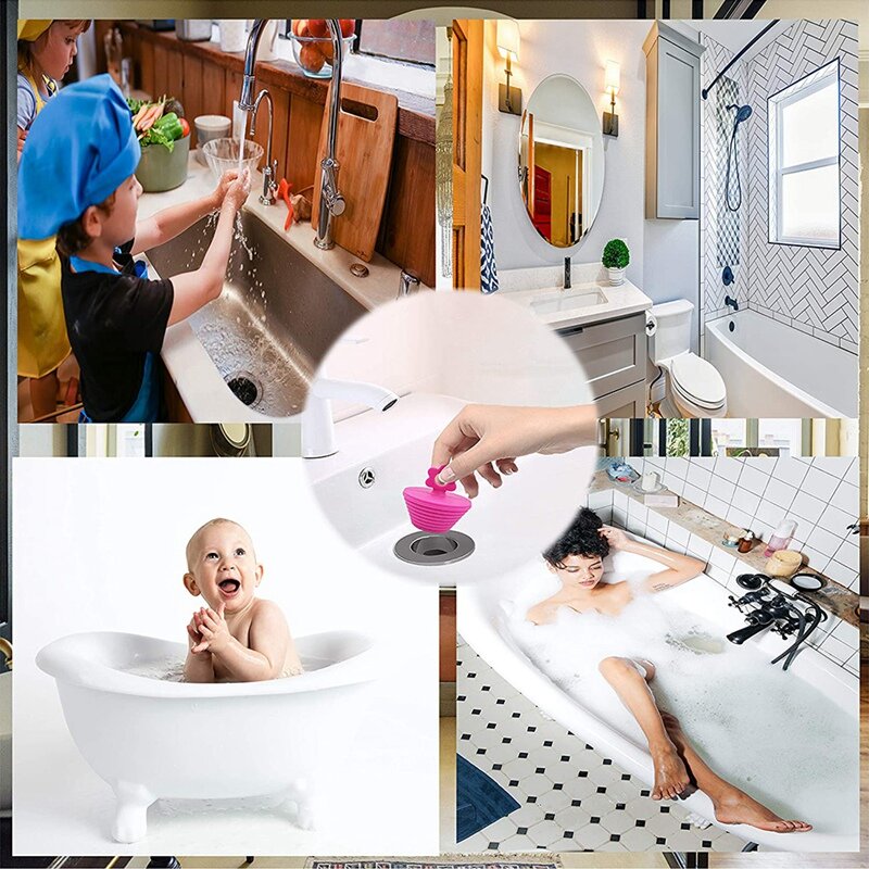 Penyumbat bak cuci kamar mandi, sumbat saluran Universal untuk bak mandi, saluran pembuangan dapur dan kamar mandi