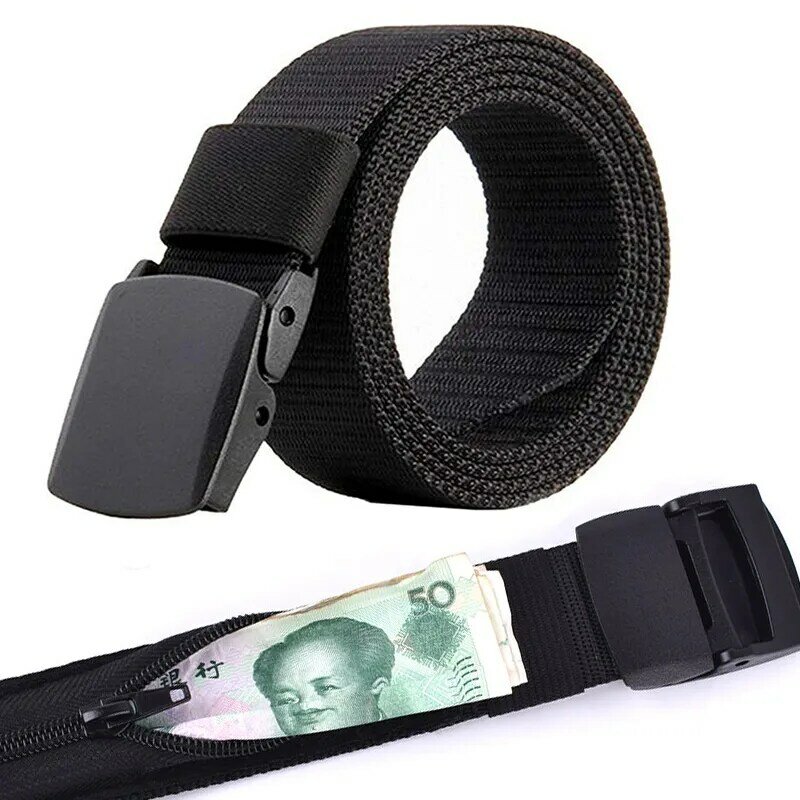 Cinturón antirrobo para viaje, billetera oculta para dinero, longitud de 120cm, ancho de 3,8 cm