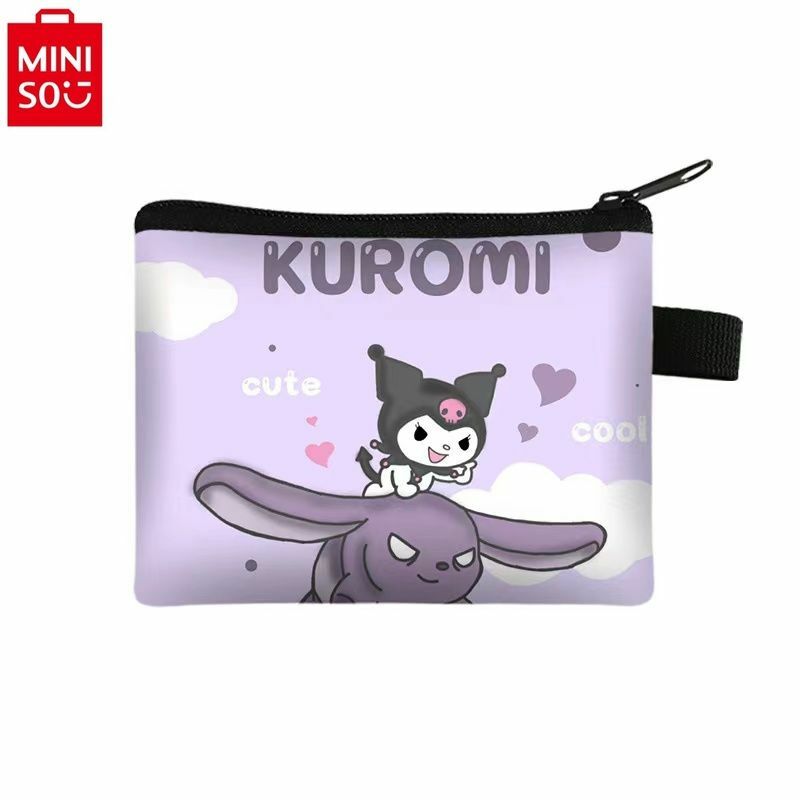 MINISO cartera Zero para niños, billetera pequeña y linda de Anime de dibujos animados Kuromi, portátil para estudiantes