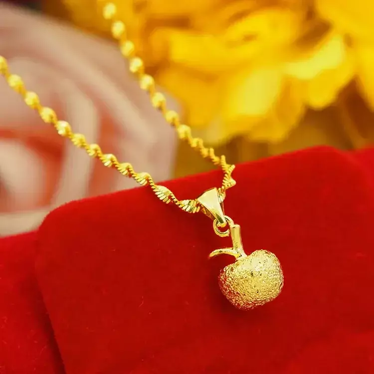 قلادة 24 قيراط من الذهب الحقيقي للنساء ، قلادة ذهبية ، مجوهرات نسائية ، موضة آلاف العناصر