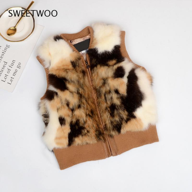 2019 Autumn Winter Real Rabbit Fur Vest Women's Fur Coat Women's Children Short Paragraph Full Leather Fashion  Vest