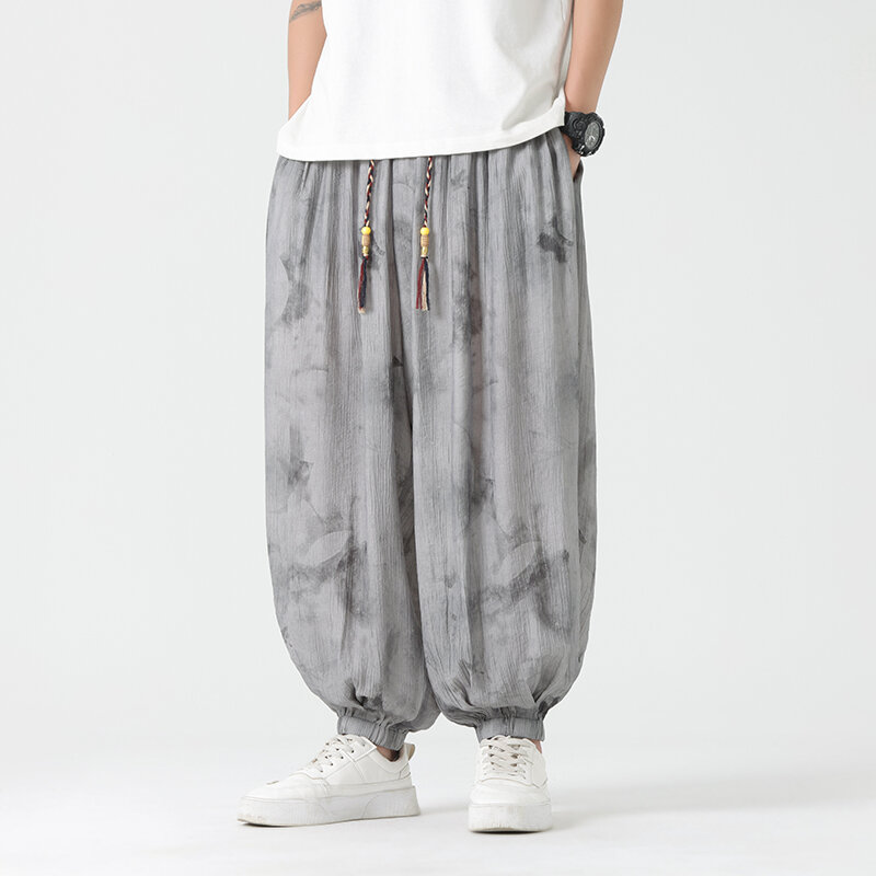 Streetwear celana Harem kaki lebar pria, CELANA JOGGER Vintage longgar kasual Harajuku longgar musim semi musim panas 5XL