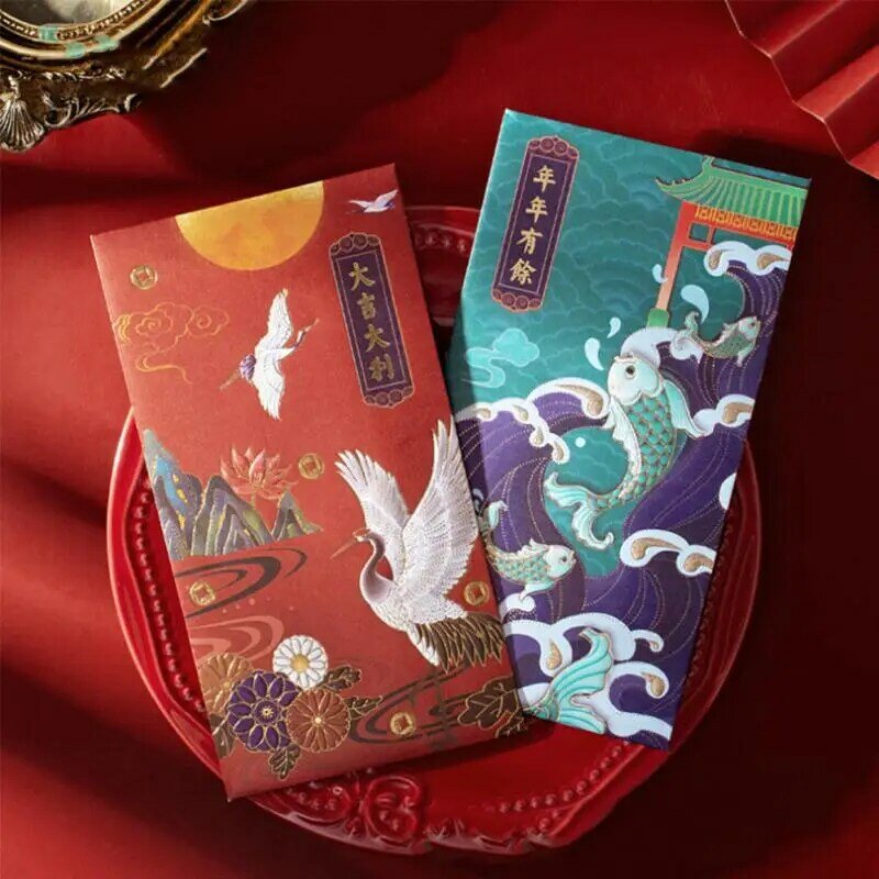 Klassieke Lente Festival Chinese Rode Envelop 2023 Chinese Nieuwjaarsdecoraties Traditionele Creatieve Prachtige Zegen Envelop Tas