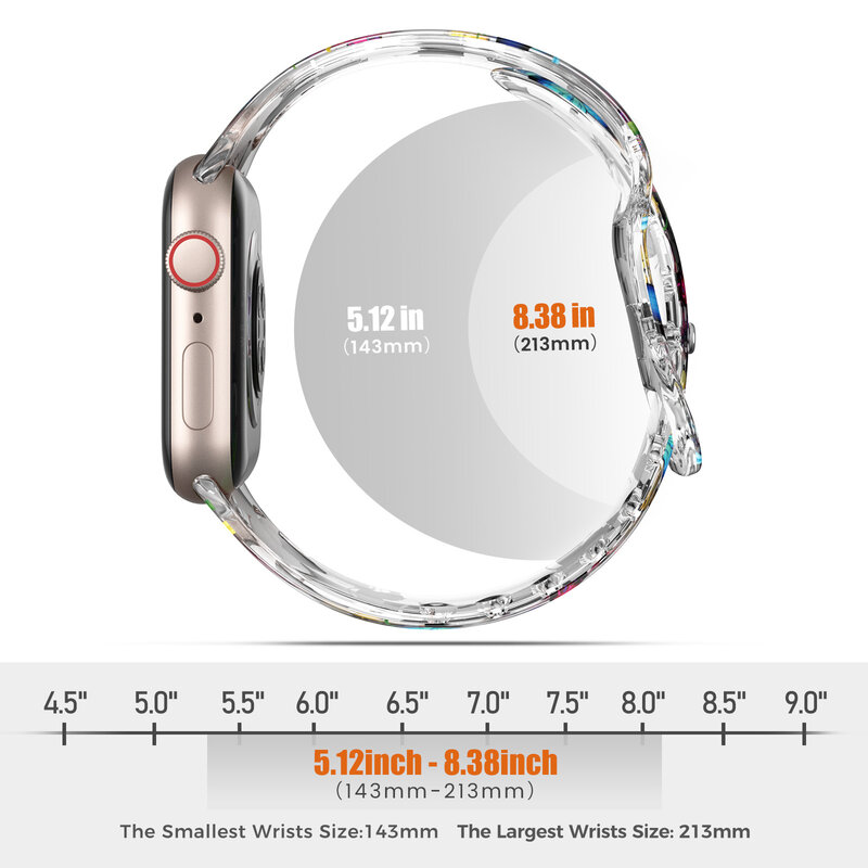 男性と女性のための透明な樹脂ブレスレット,Apple Watch用ブレスレット7 6 5 4 3 2 SE 1,iwatch用,サイズ41mm, 45mm, 38mm, 42mm 40mm、44mm