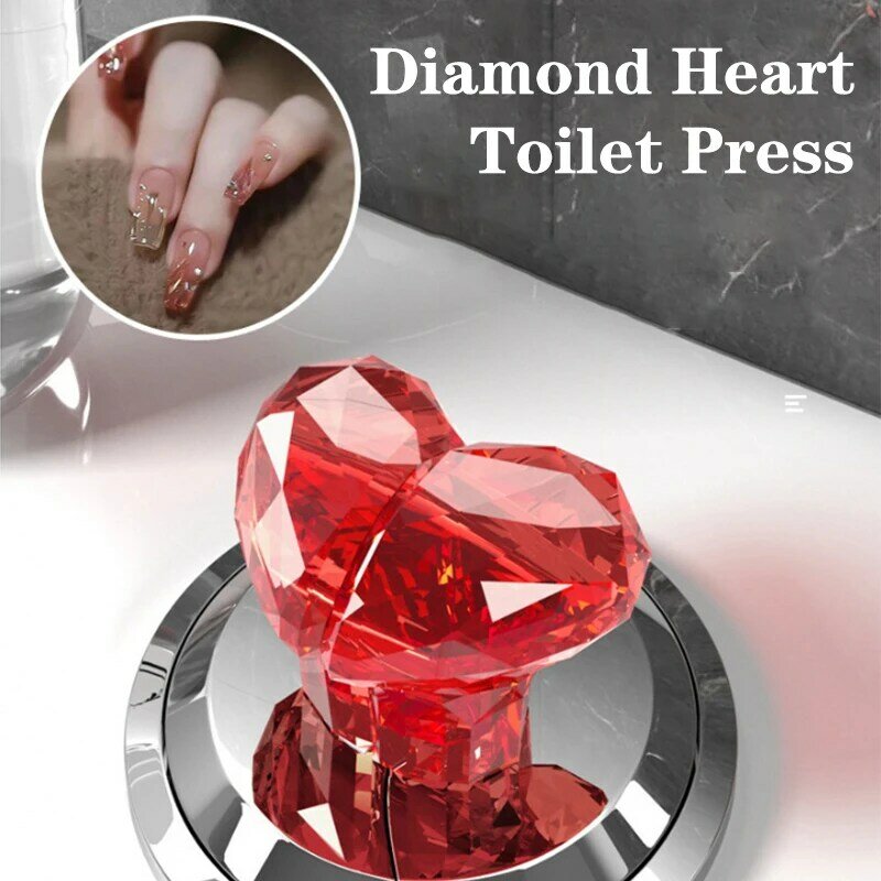 Self-Adhesive Heart Toilet Press Water Tank Flush Button Bathroom Toilet Button Assistant Nail Art Door Handle Home Decoration