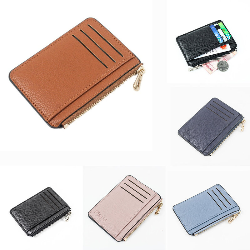 Mini Business Zipper Card Bag for Men, ID Bank Purse, Organizador de Crédito, Portátil, Pequeno, Ultra Fino, Curto
