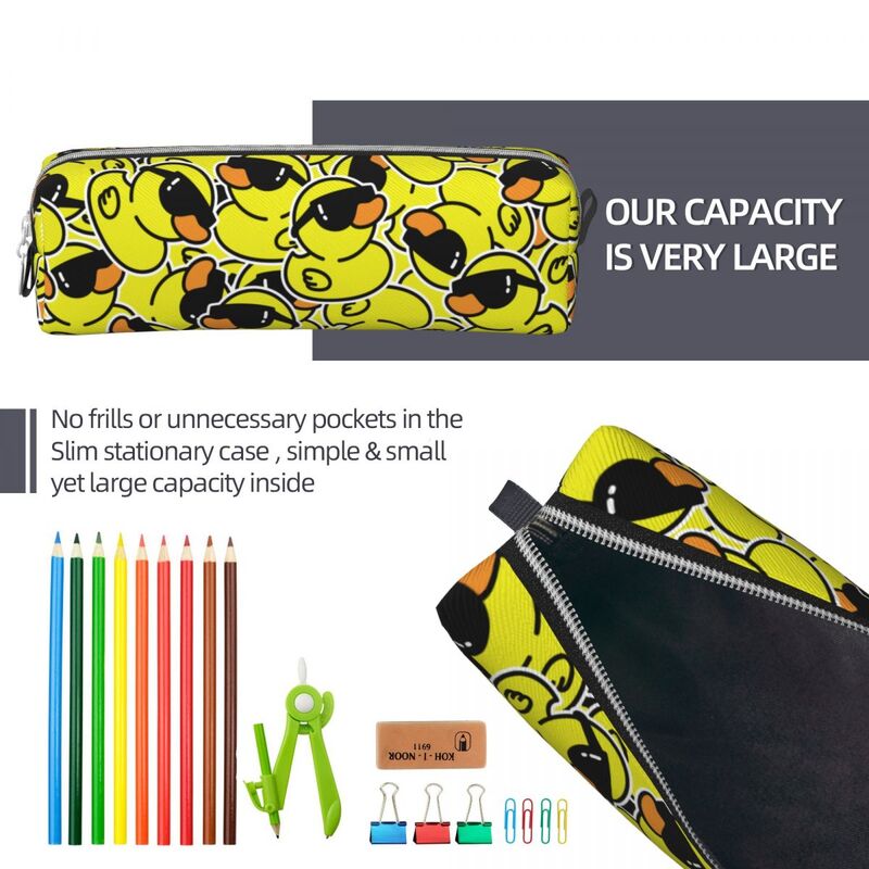 Cartoon Yellow Duck Pattern Pencil Cases Fun Pen Holder Pencil Bags Student Big Capacity Students School Cosmetic Pencilcases