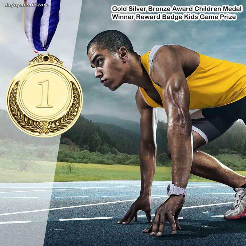 목 리본이 달린 금속 상 메달, 골드 실버 브론즈 스타일, 스포츠 학계 또는 모든 대회용, 직경 5cm, 1 개
