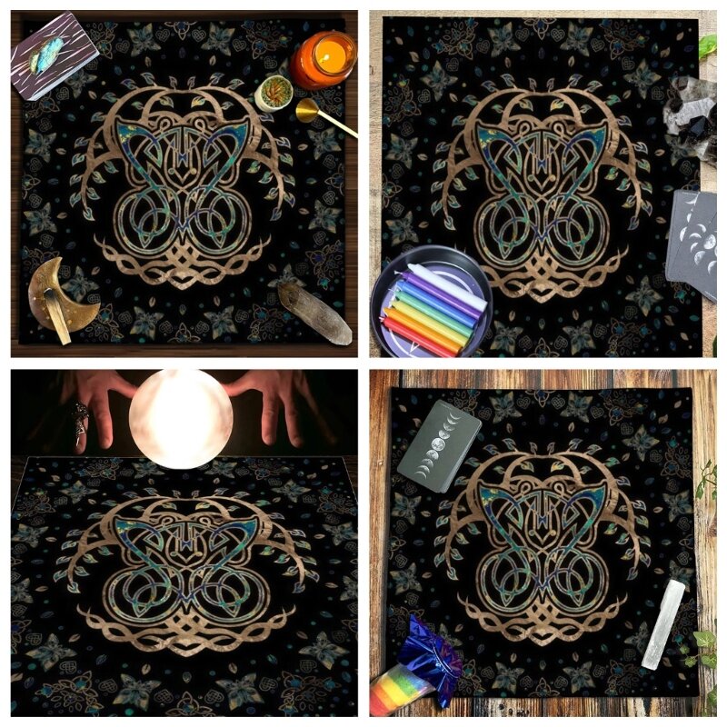 Toalha de mesa de tarô, altares, fases da lua, deusas, astrologia, decoração de toalha de mesa