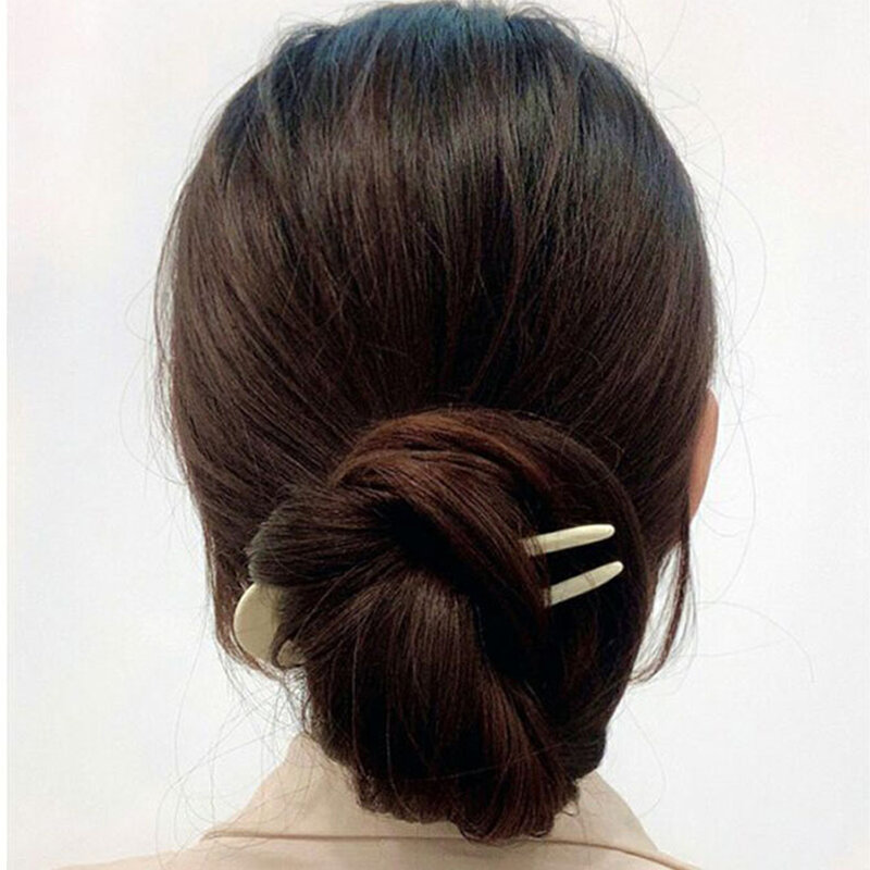 Garfo acrílico simples em forma de U para mulheres, grampos elegantes, varas de cabelo, acessórios para cabelo