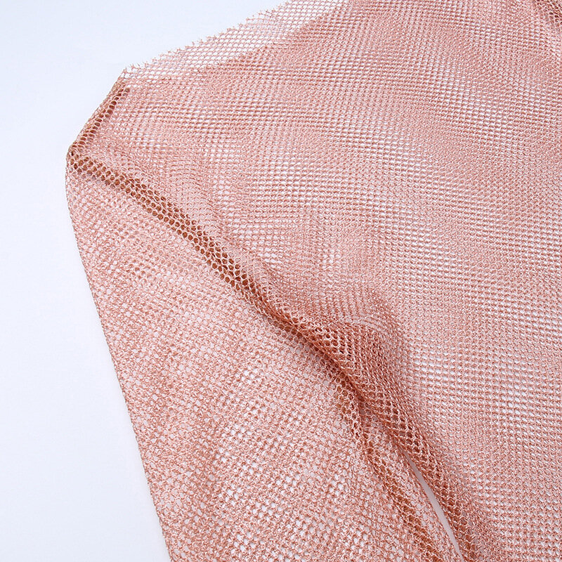 فستان نسائي مستدير العنق محبوك من القماش الشبكي ، كم طويل ، تنورة الورك ملفوفة ، موضة اورجية وأطرية ، مثير ، YJ22229 ، ، الخريف ،