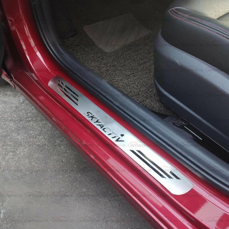 Protector de placa de desgaste para puerta de coche, pegatinas embellecedoras de acero inoxidable para Mazda 6, accesorios 2016, 20217, 2018, 2023