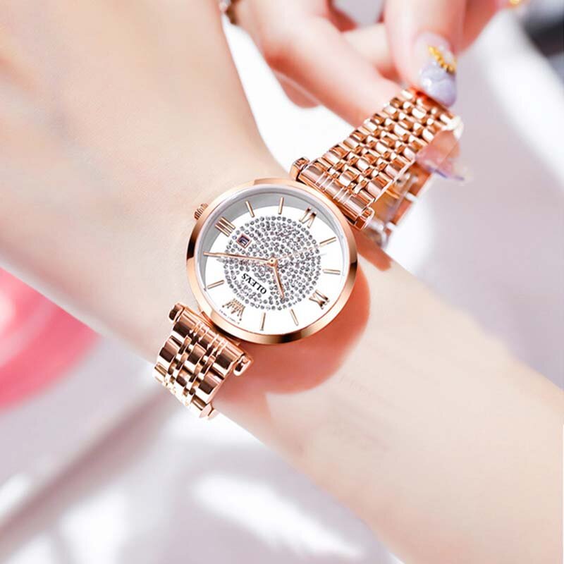Olevs-女性のためのファッショナブルなクォーツ時計,ステンレス鋼の腕時計,耐水性