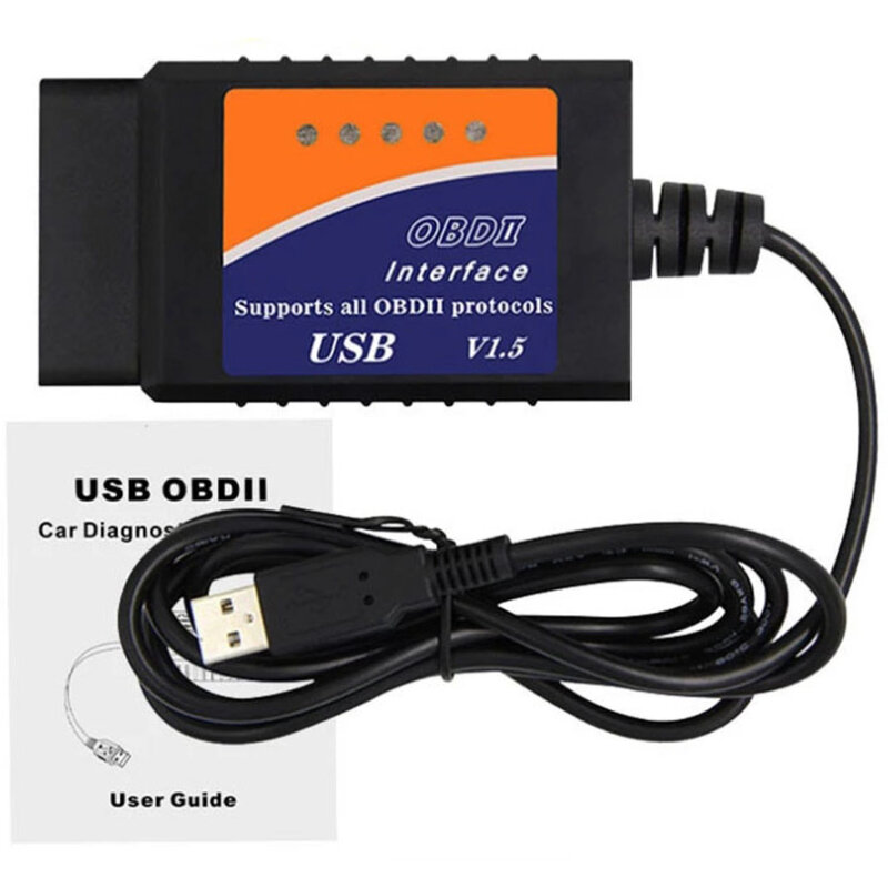 ELM327 OBD2 Code Scanner ELM 327 USB V1.5 OBDII Car Diagnostic Tool Cable For Windows 7 8 XP System