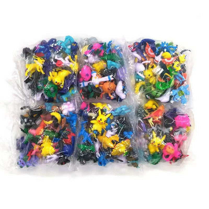 Caja de regalo de Pokémon para niños, juguetes de figuras de acción de Pikachu genuinos, 1-144 piezas