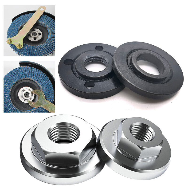 M10/M14/5/8-11 Thread Replacement Angle Grinder Metal Pressure Plate Inner Outer Flange Nut Set Tools for 10/14mm Spindle Thread