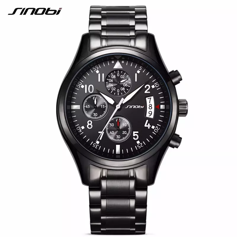 Business men's watch multifunctional dial steel watch waterproof luminous timing 9639