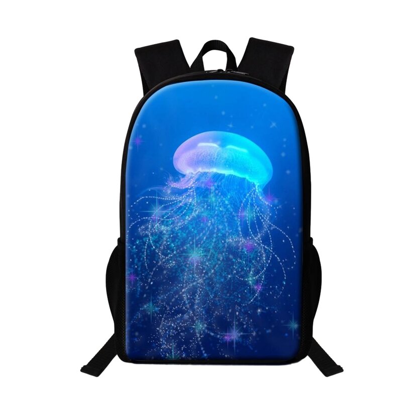 Blue Jellyfish Printing Backpack Large Capacity 16 Inch School Bags for Teenagers School Bags for Girls Boys Student Book Bag