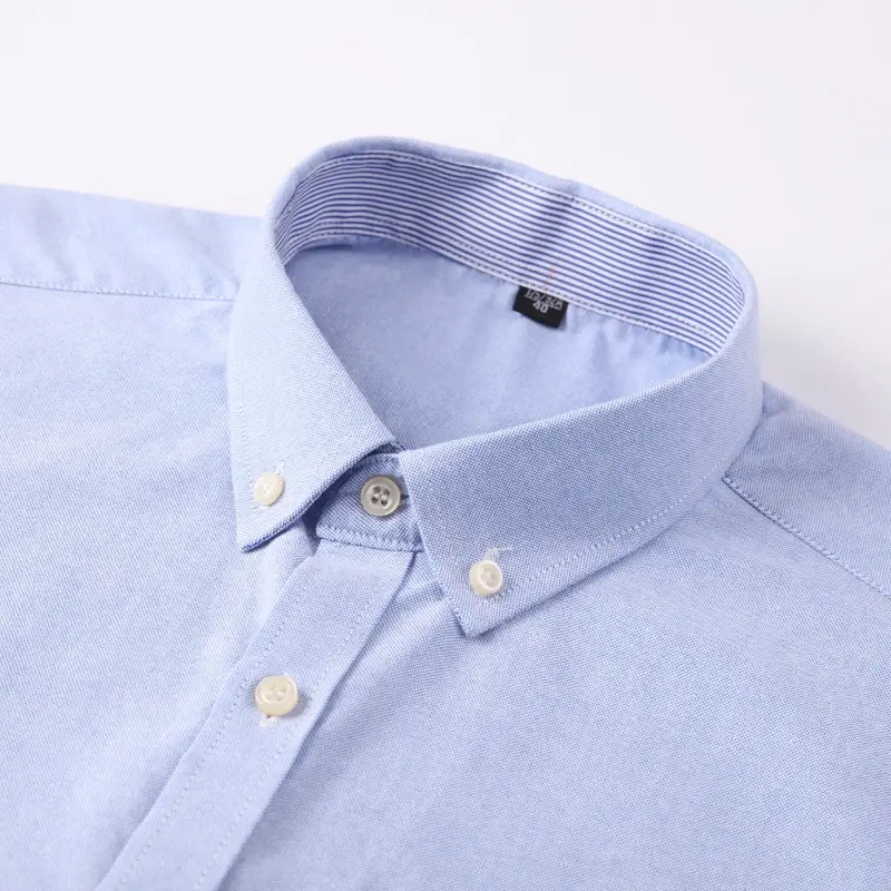 Men's Oxford Short Sleeve Square Collar Soild Plaid Striped Summer Casual Shirts Single Pocket Comfortable Cotton Shirt