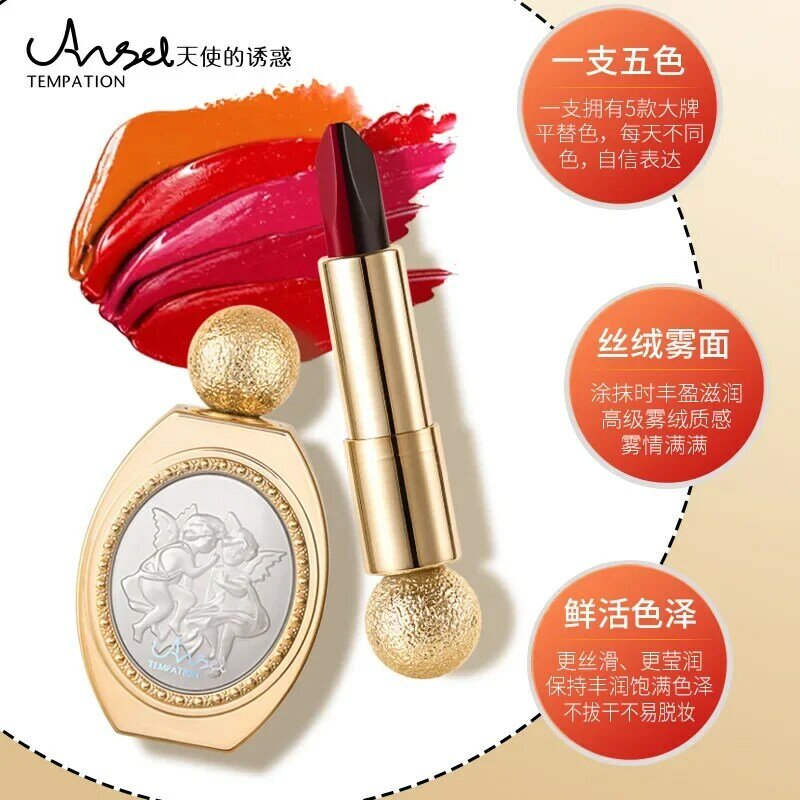5 in 1 Oriental Classical Beauty Lipstick Matte Pigmented Waterproof Lasting Lip Makeup Silky touch Charming Cosmetics