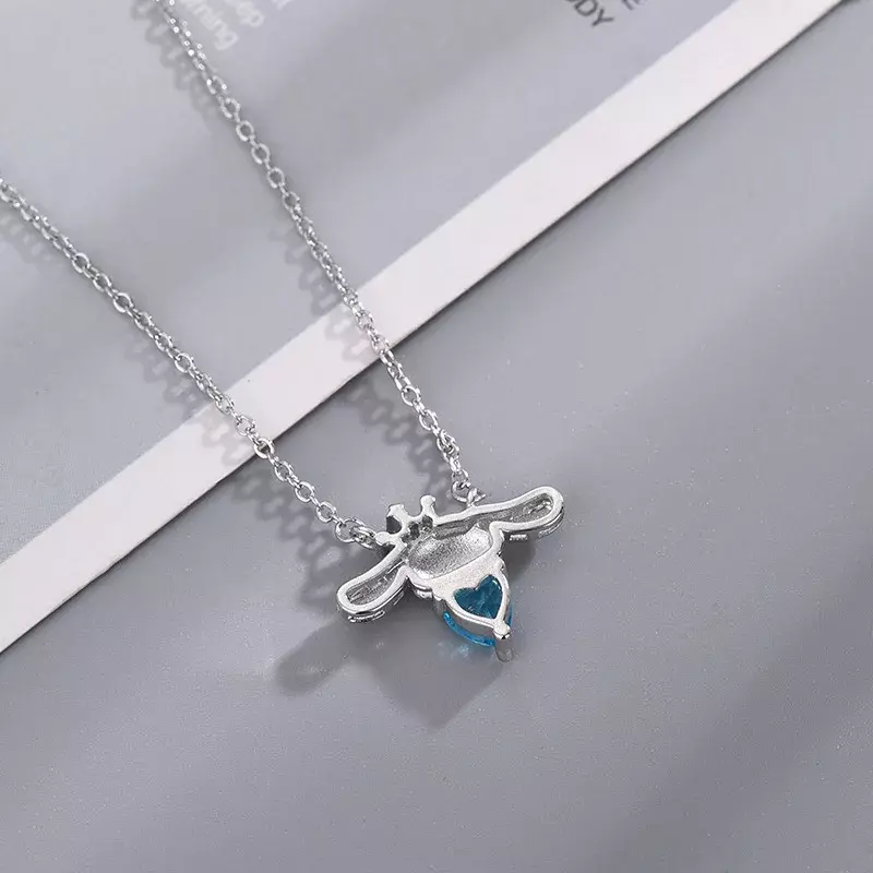 Anime Cinnamonrolls Sea Blue Heart Diamond Pendant Cute Cartoon collana Light Luxury High Grade Jewelry Festival Gift