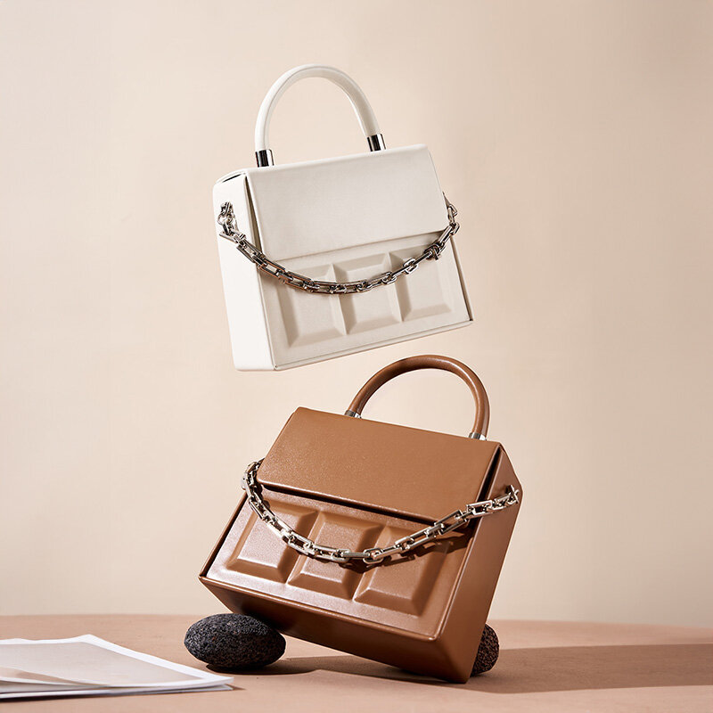 Женская сумка-футляр на цепочке, индивидуальная Женская сумочка в иностранном стиле через плечо, кожаная сумка тофу для поездок
