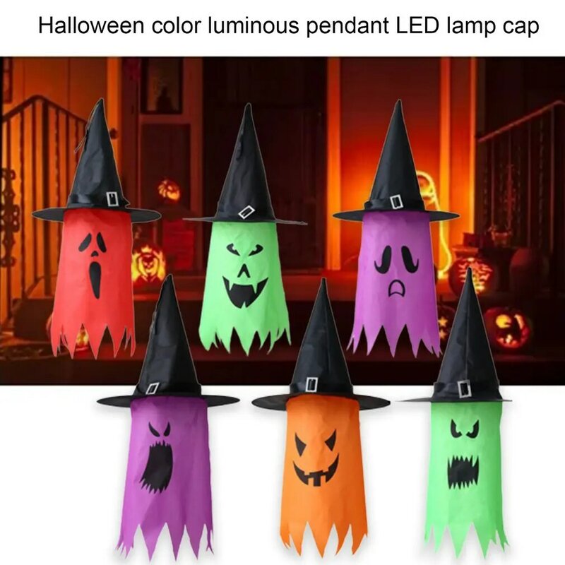 Glowing Halloween Holiday LED Lights Hat Can Be Worn On The Head Pendant Witch Hat Garden Hotel Wedding Decoration Lights Hat