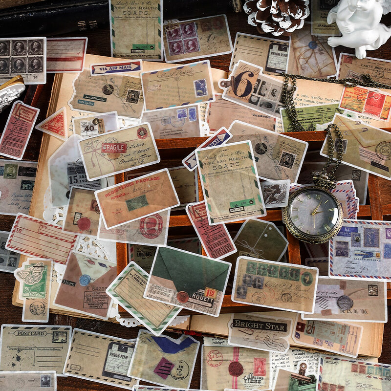 8 paczek/dużo czasu stare naklejki maskujące washi z serii karteczki na wiadomości retro