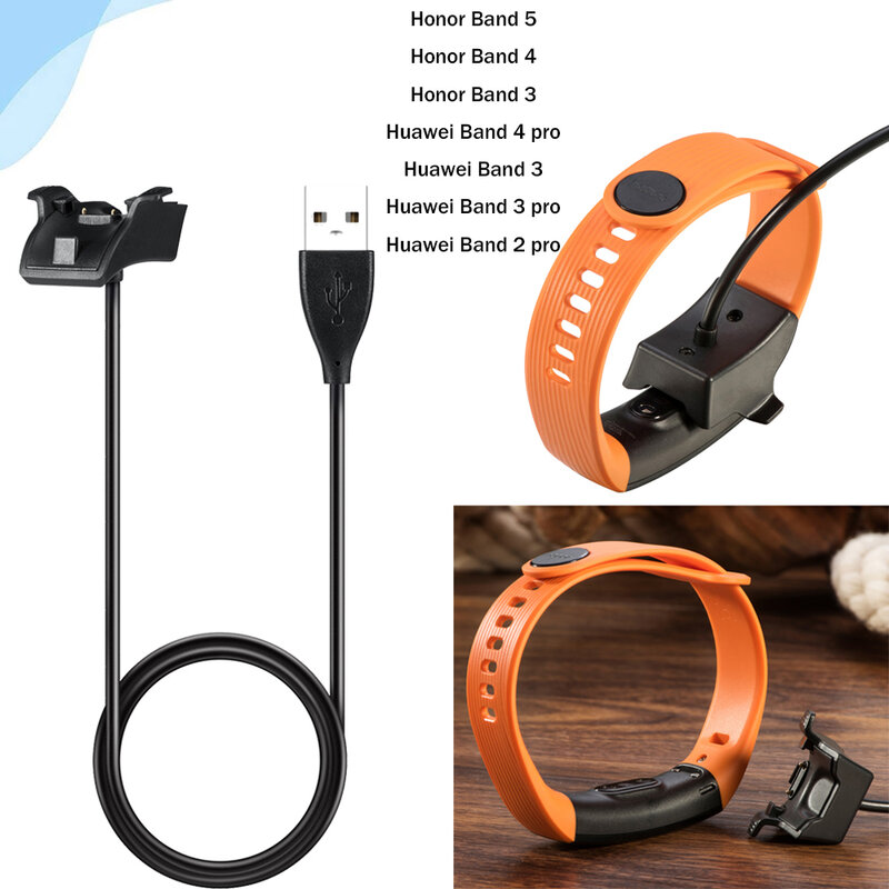 1M USB Charger สายสร้อยข้อมือนาฬิกาแท่นชาร์จ Cradle สำหรับ Huawei Honor Band 5 4 SmartWatch อุปกรณ์เสริม Huawei Band 2 3 4 Pro