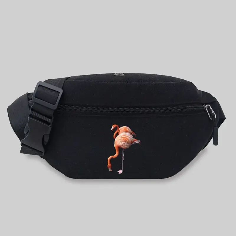 Marsupio Unisex Bum Bags studente Trend Flamingo Pattern Print leggero selvaggio sport all'aria aperta marsupio nero per il tempo libero borsa sul petto