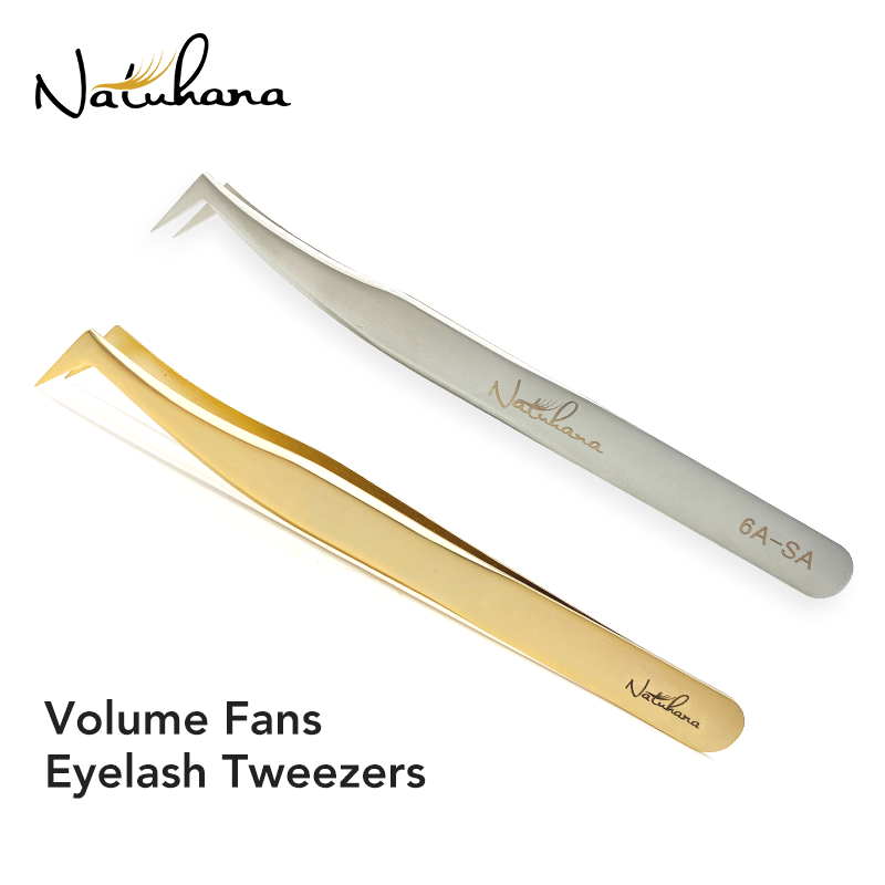 NATUHANA Anti-Static Straight Eyelash Extension แหนบความแม่นยำอุตสาหกรรมโค้งตรง Lash เครื่องมือแต่งหน้าคิ้ว