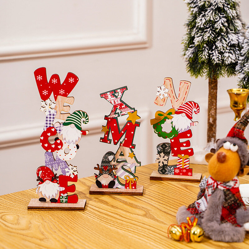 Natal nórdico pingentes de madeira árvore de natal pendurado pintado sem rosto papai noel ornamentos decorações de natal presentes para crianças