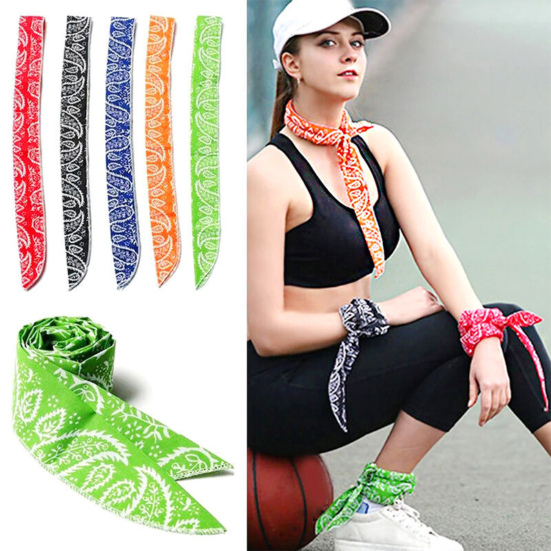 Summer Ice Cooling Scarf Neck Wrap Headband Cooling Bandana Scarf Outdoor Sports Headband Towel Wristband Sun Protection Scarf
