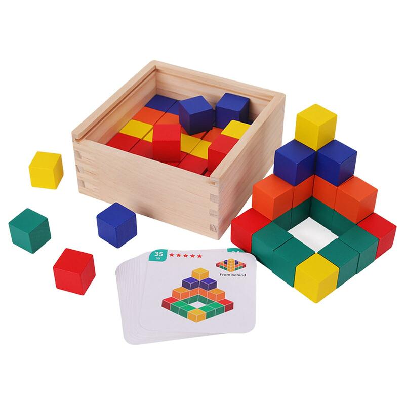 Coloured Wood Blocks Multicolor Wooden Blocks for DIY Craft Counting Blocks Rainbow Blocks Set for Preschool Boy Girls